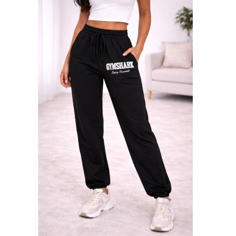 Gymshark Women's Black Lifting Essentials Graphic Oversized Joggers Size XL NWOT